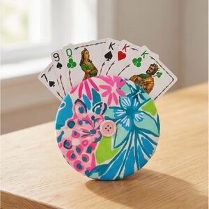 Bright Floral Round Card Holder with Button